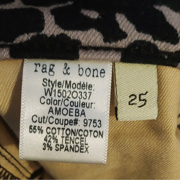 Rag & Bone Animal Print Amoeba Skinny Stretch Denim Jeans Sz 25 - Picture 7 of 11